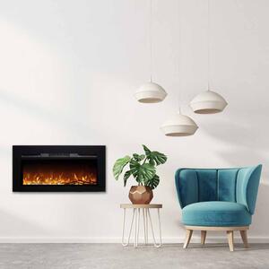 Wall Mounted Electric Fires, Free Standing, Incorporated ElectricSun Paula Glass small Black, 10 Colour, with Sound Effect, with APP, L122xH45x16cm