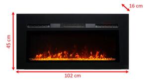 Wall Mounted Electric Fires, Free Standing, Incorporated ElectricSun Paula Glass XS Black, 3 Colour L102xH45x16cm