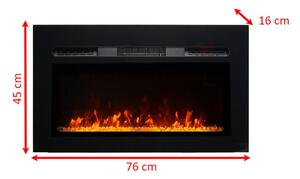 Wall Mounted Electric Fires, Free Standing, Incorporated ElectricSun Paula Glass XXS Black, 3 Colour L76xH45x16cm