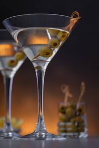 Photography Two glasses of martini with olives, kajakiki