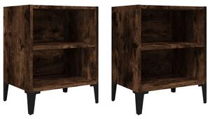 Bed Cabinets with Metal Legs 2 pcs Smoked Oak 40x30x50 cm