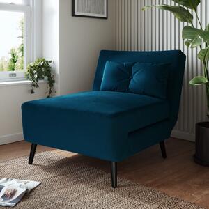 Phoebe Velvet Chair Bed Navy Blue