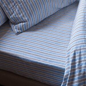 Piglet Bluebell Somerley Stripe Linen Fitted Sheet Size Super King