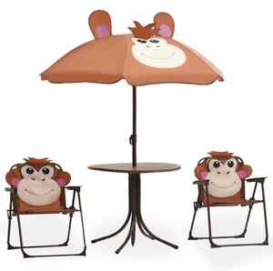 3 Piece Kids' Garden Bistro Set with Parasol Brown