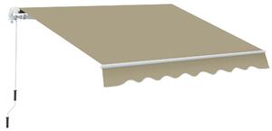 Outsunny 2.5x2 m Manual Retractable Awning-Beige Canopy/White Frame