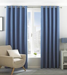Riva Home Eclipse Blackout Lined Ready Made Eyelet Curtains Denim
