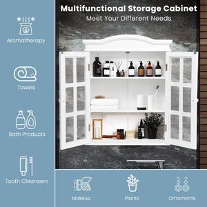 Costway 3 Tiers Wall-mounted Bathroom Storage Organizer with Double Door