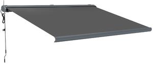 Outsunny 4 x 3(m) Full Cassette Electric Awning with Remote Controller, Aluminium Frame DIY Retractable Garden Awning, UPF50+ Sun Shade Canopy for Deck Door Window, Dark Grey