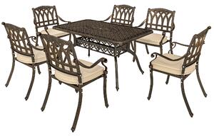 Outsunny Seven-Piece Cast Aluminium Garden Dining Set - Bronze Tone