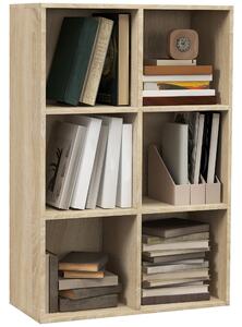 HOMCOM Six-Cube Bookcase - Oak Wood Effect Aosom UK