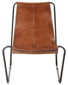 Relaxing Chair Brown Real Leather
