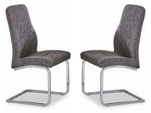 Beltran PU Leather Grey Dining Chairs with Chrome Legs in Pair
