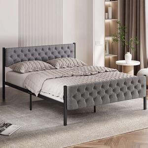 Hirosa Metal Small Double Bed in Grey