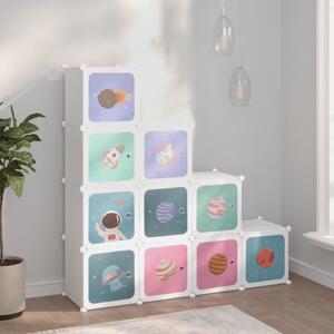 Cube Storage Cabinet for Kids with 10 Cubes White PP