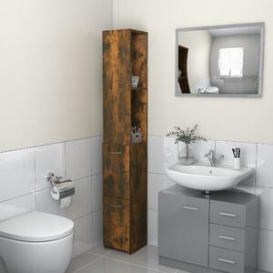 Bathroom Cabinet Smoked Oak 25x25x170 cm Engineered Wood