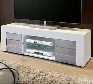 Santino TV Stand In White High Gloss And Grey With 2 Doors