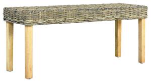 Bench 110 cm Natural Kubu Rattan and Solid Mango Wood