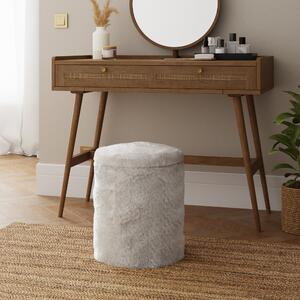 Supersoft Faux Fur Storage Footstool Mink