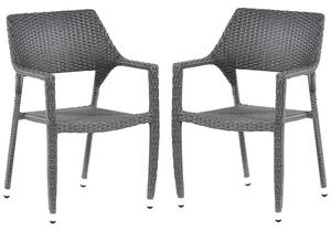 Onyx Grey Outdoor Rattan Armchair In Pair