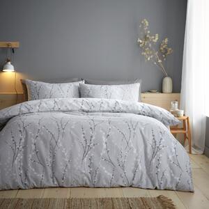 Belle Brushed Cotton Duvet Cover and Pillowcase Set Grey