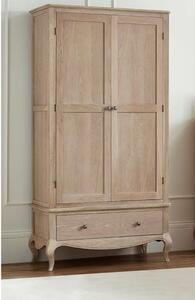 Caitlyn Wooden Wardrobe With 2 Doors 1 Drawer In Limed Oak