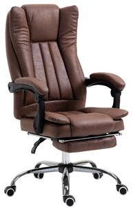 Vinsetto Microfibre Home Office Chair, Desk, Reclining, Armrests, Swivel Wheels, Footrest, Brown