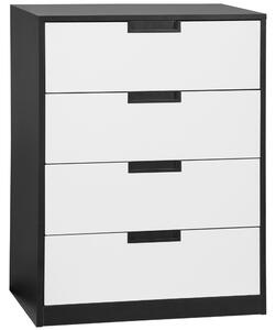 HOMCOM Storage Drawer Chest, 4-Drawer Organiser Cabinet for Bedroom or Living Room, 60cm x 40cm x 80cm, White and Black