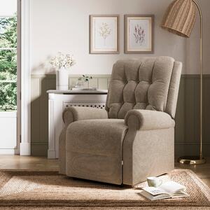 Catherine Button Back Rise and Recline Chair, Tonal Chenille Dark Cream (Natural)