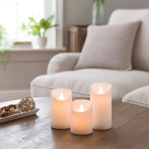 Set of 3 Amber & Tonka LED Pillar Candles White