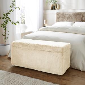 Elysia End of Bed Ottoman, Faux Fur Ivory