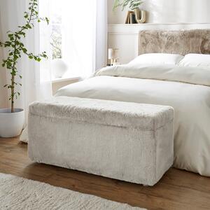 Elysia End of Bed Ottoman, Faux Fur Grey