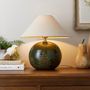 Churchgate Fawsley Fern Embossed Ceramic Table Lamp Olive