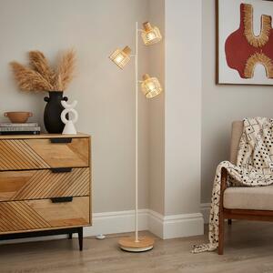 Emil Rattan 3 Light Adjustable Floor Lamp Natural
