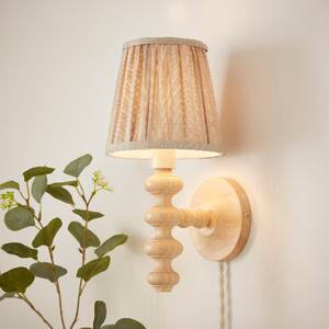 Bobby Pleated Plug In Wall Light Natural