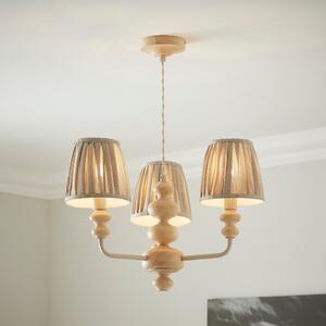 Bobby Pleated 3 Light Paint Your Own Semi Flush Candlestick Chandelier Natural