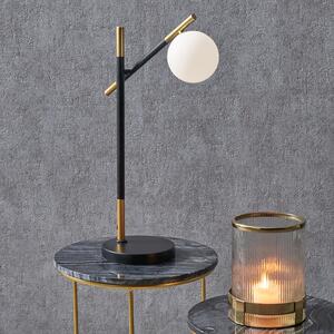 Wanda White Orb and Black Metal Table Lamp Black and white