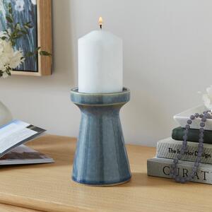 Reactive Glaze Ceramic Pillar Candle Holder Ashley Blue