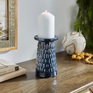 Zen Ceramic Pillar Candle Holder Navy