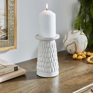 Zen Ceramic Pillar Candle Holder White