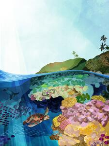 Illustration Underwater World, Goed Blauw, (30 x 40 cm)