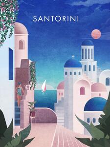 Illustration Santorini, Emel Tunaboylu, (30 x 40 cm)