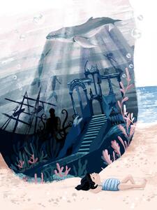 Illustration Sea Dreamworld, Goed Blauw, (30 x 40 cm)