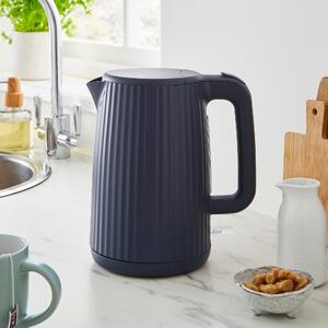 Textured Ribbed Plastic Kettle 1.7L Navy Blue