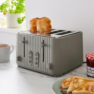 Textured Ribbed Plastic 4-Slice Toaster Grey