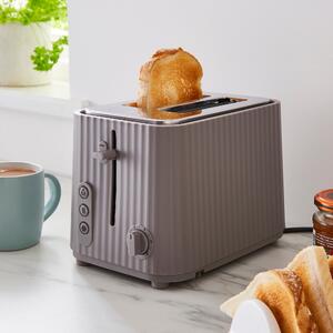 Textured Ribbed Plastic 2-Slice Toaster Grey