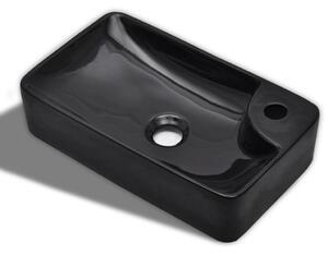 Ceramic Bathroom Sink Basin with Faucet Hole Black