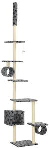Cat Tree with Sisal Scratching Posts 260 cm Grey Paw Prints