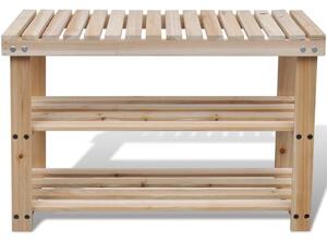 2-in-1 Shoe Rack with Bench Top Solid Fir Wood