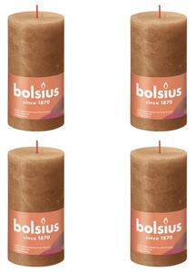 Bolsius Rustic Pillar Candles Shine 4 pcs 130x68 mm Spice Brown