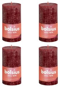 Bolsius Rustic Pillar Candles Shine 4 pcs 130x68 mm Velvet Red